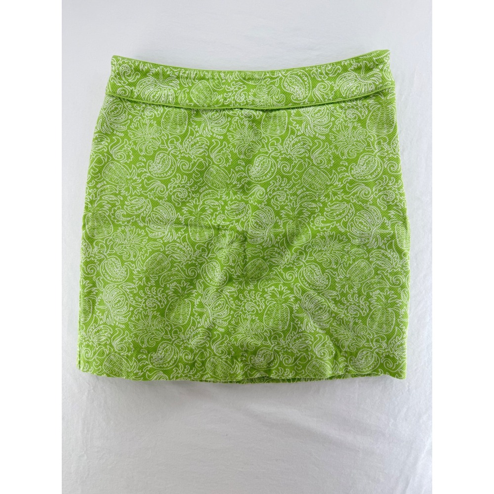 Vineyard Vines Green Pineapple Paisley Mini Skirt Women 6 Preppy Tropical A-Line